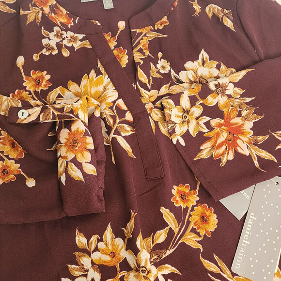 Daniel Rainn Fall Boho Floral Print Burgundy High Low Tunic Women's Size PXS NWT - Picture 5 of 8